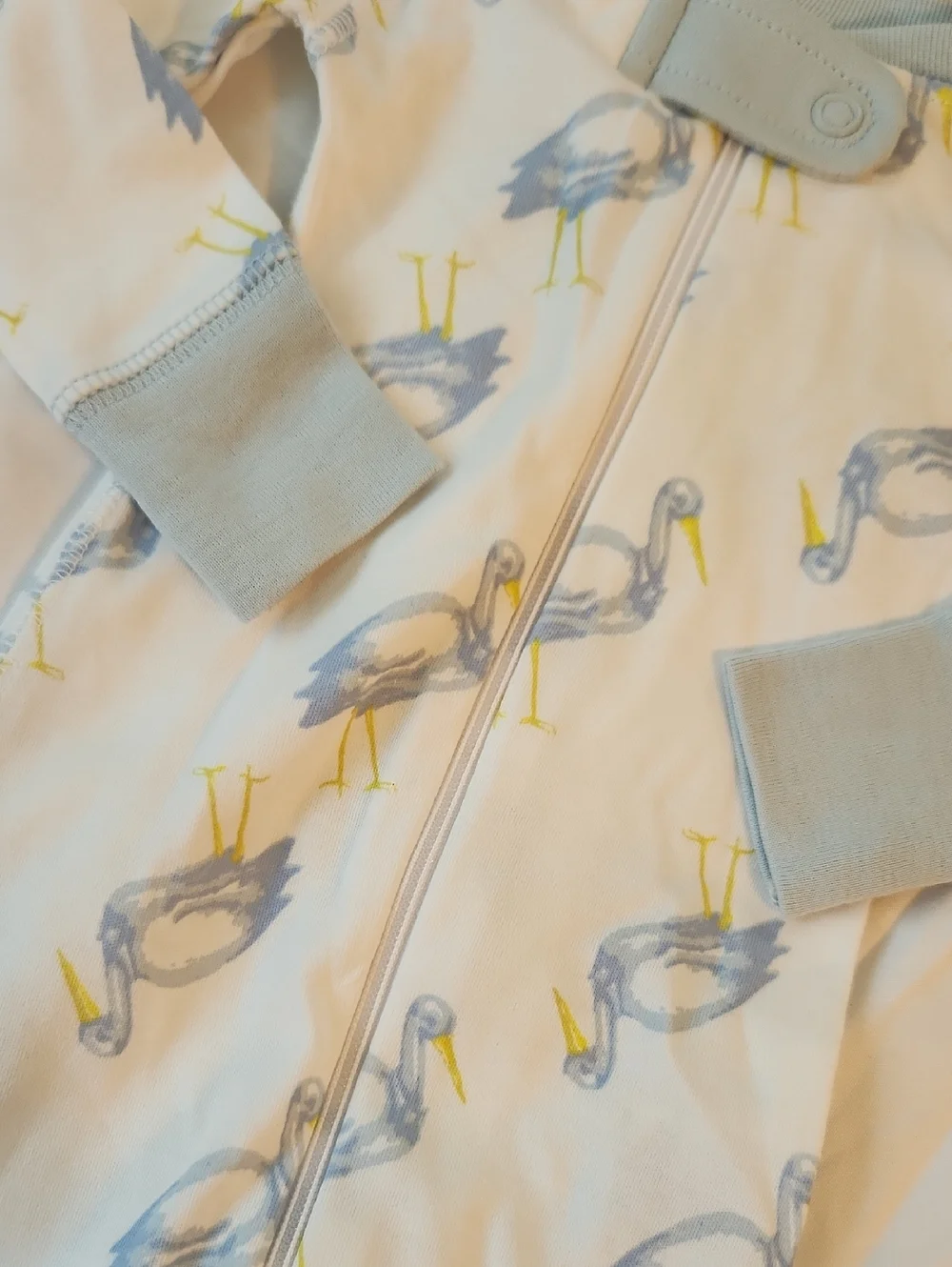 The Beaufort Bonnet Company White Footed One-Piece with Blue Pelican Print